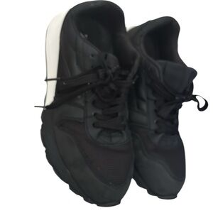 Zara Black Sneakers with Suede Finish and White Sole